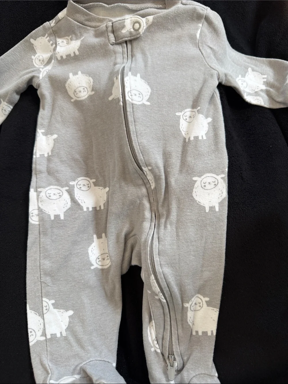 Carter's Gray One-Piece Footie with White Sheep Print